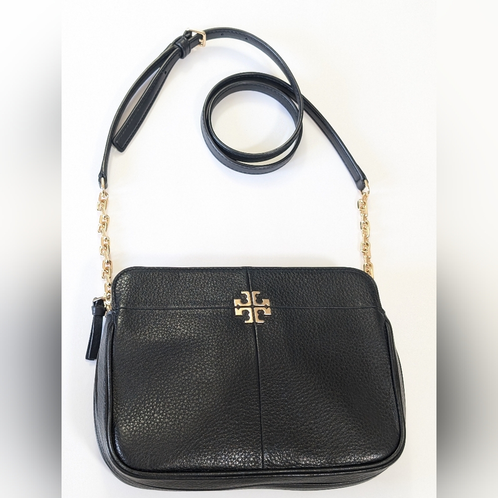 TORY BURCH - Ivy Crossbody, Black Pebbled Leather, Gold Chain, EUC. - Picture 2 of 14